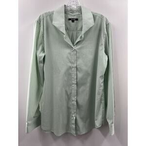 Kal Rieman Women’s Long Sleeve Cotton Blend Striped Shirt Green White Size 10
